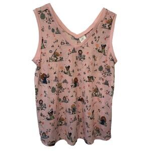 Disney Princess Women's Pink Tank Top All Over Print Alice Tiana Merida